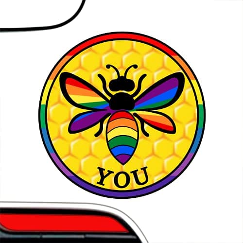 LGBTQ Rainbow Flag Premium Vinyl Decal 3 x 3 for Car Auto | Be Yourself Gay Pride Sticker + Better Than Magnets Sticks A