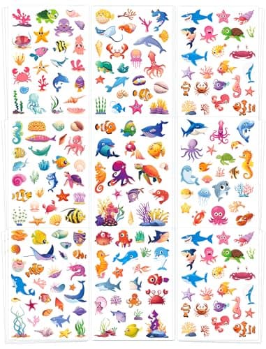 Ocean Stickers for Kids 24 Sheets 564 Pcs Waterproof Decorations for Parties and Crafts