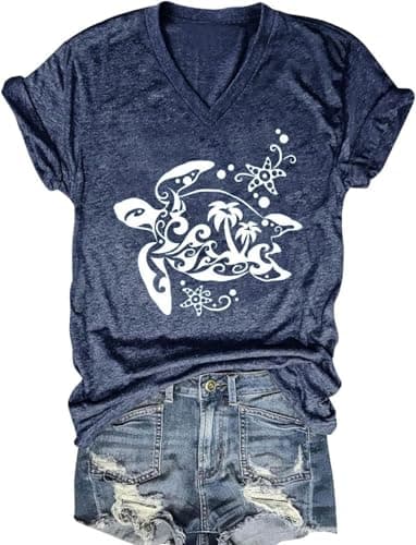 Women's Boho V-Neck Flowers T-Shirt Wildflowers Graphic Summer Tee
| Cute Women's V-Neck Wildflowers Graphic Short Slee — G-blue2