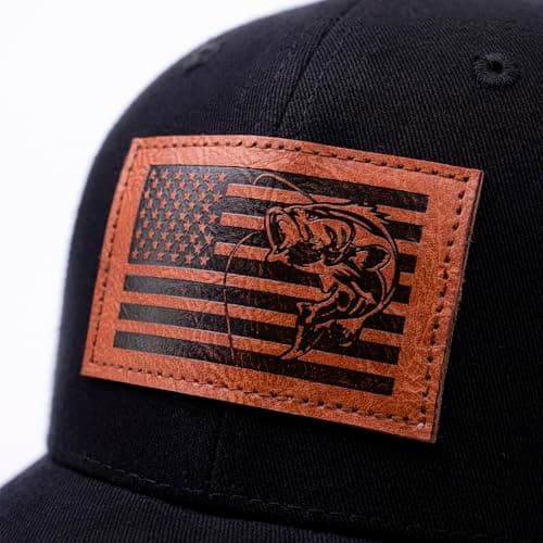 WOLF91WIN Men's American Flag Bass Fishing Trucker Hat – Gifts for Men, Fishing Gifts for Dad