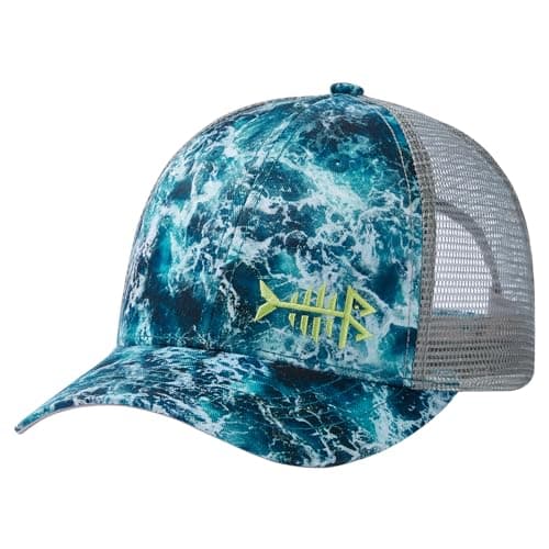 BASSDASH Altimate Fishing Hat Mesh Back Adjustable Baseball Trucker Cap for Men and Women Global Recycled Standard — Ocean Camo