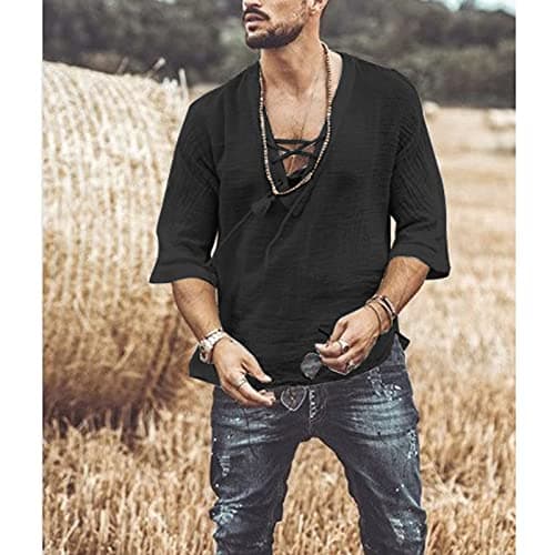 Rela Bota Men's V-Neck Short Sleeve Beach Shirt Printing Yoga Top
| Rela Bota Men's Short Sleeve Beach V-Neck Drawing S
