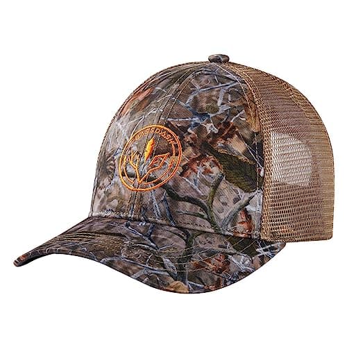 BASSDASH Altimate Fishing Hat Mesh Back Adjustable Baseball Trucker Cap for Men and Women Global Recycled Standard — Autumn Forest