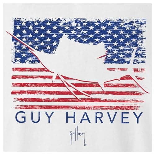 Guy Harvey Men's Billfish Collection Long Sleeve T-Shirt for Outdoor Adventures Features Modern Fishing Art Design Large — Bright White/Glory Sail