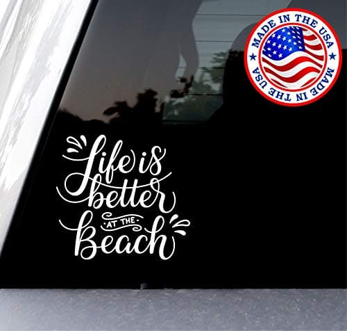 Sunset Graphics Beach Decal Vinyl Sticker for Cars Trucks Vans Walls Laptops | White | 5.5 Inches | SGD000099