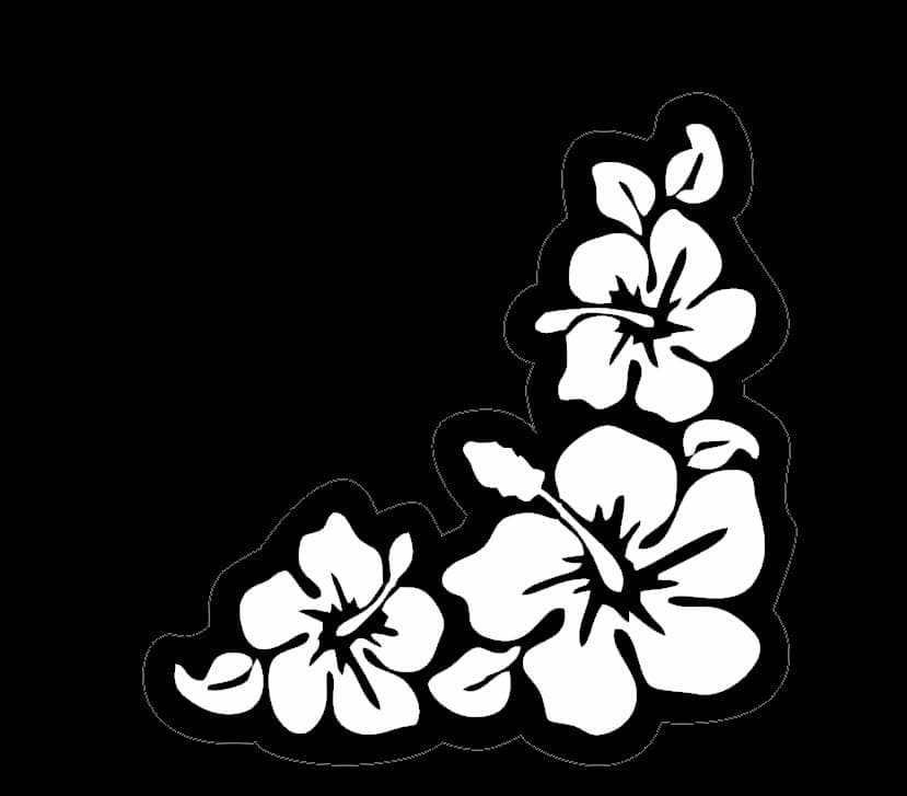 MAKTEM Hibiscus White Flower Car Stickers, Hawaiian Tropical Design, For Cars and Vehicles (Only Flowers)