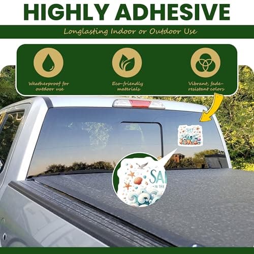 Ocean Theme Seashell Sticker - Salt in The Air Design - Beach Decor for Home and Gift - 5-Inch Sticker - 2-Pack - CCSTIC