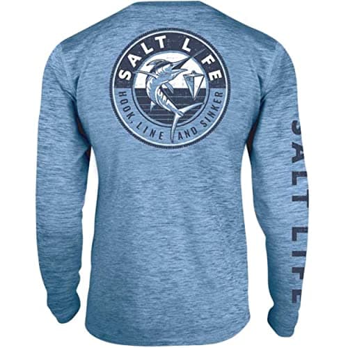 Salt Life Men's Marlin Sinker Long Sleeve Shirt for Outdoor Fishing Activities with Moisture Wicking Technology Size M