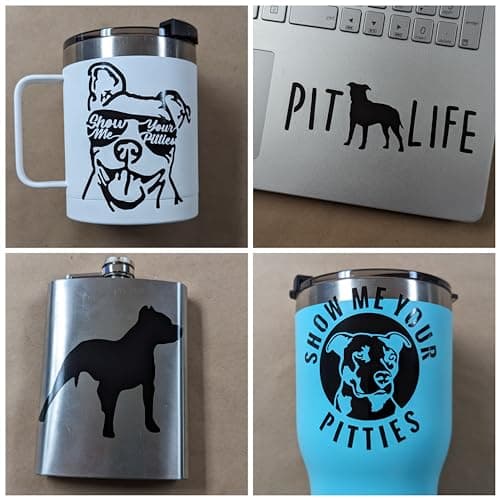 Pit Bull Decals 4 Pack: Show Me Your Pitties Sunglasses, Pitbull Silhouette, Pit Life, Show Me Your Pitties Decals (Smal