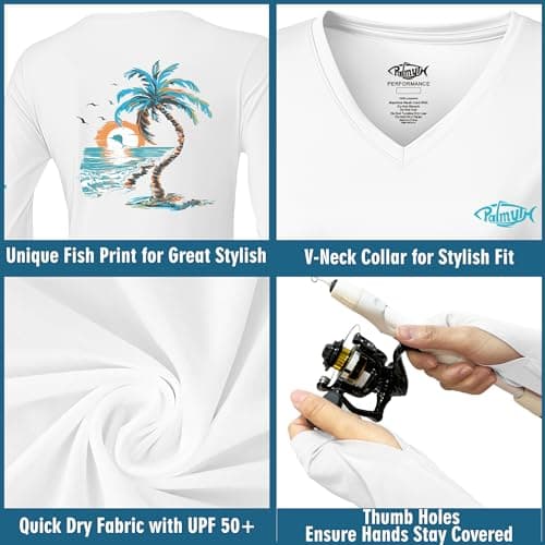 Palmyth Upf 50+ Fishing Shirts For Women Sun Protection Long Sleeve T-Shirt