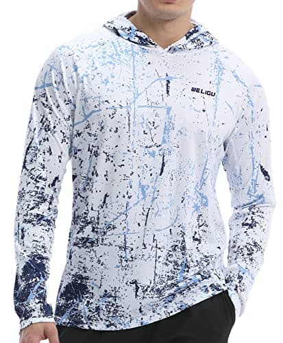 UPF 50+ Sun Protection Men's Hoodie Shirt for Fishing and Hiking
| Lightweight UPF 50+ Men's Hoodie Shirt for UV Protec — A-a-white