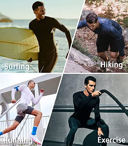 NORTHYARD Men's Sun Protection UPF 50+ Long Sleeve Swim Rash Guard Shirt for Workout Running UV Protection Fish Hiking