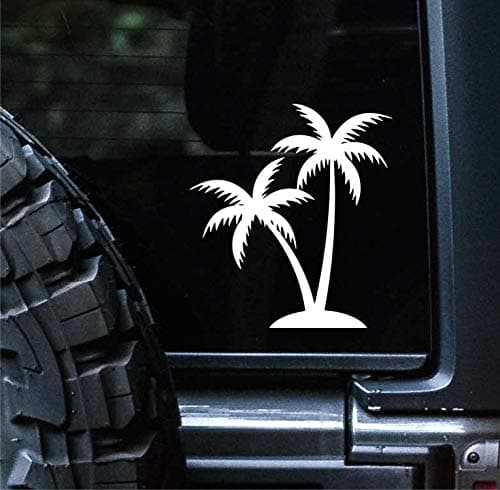 Palm Tree Decal Vinyl Car Sticker Sunset Graphics Tropical Beach | Cars Trucks Vans Walls | White | |5 inches | SGD00003