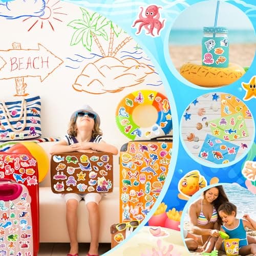 Ocean Stickers for Kids 24 Sheets 564 Pcs Waterproof Decorations for Parties and Crafts