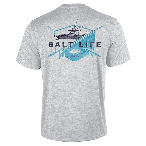 Salt Life Men's Ride Or Die Short Sleeve Performance Pocket Shirt for Active Men in Summer Sun Protection — Sleet Grey