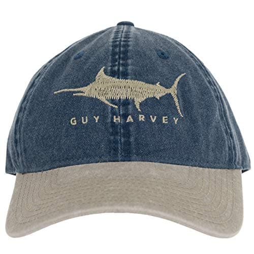 Guy Harvey Mens Solid Relaxed Hat with Patch - Outdoor Activities, Casual Wear, Fishermen, Wide Brim, Comfortable, Adjus — Surf the Web/Marlin