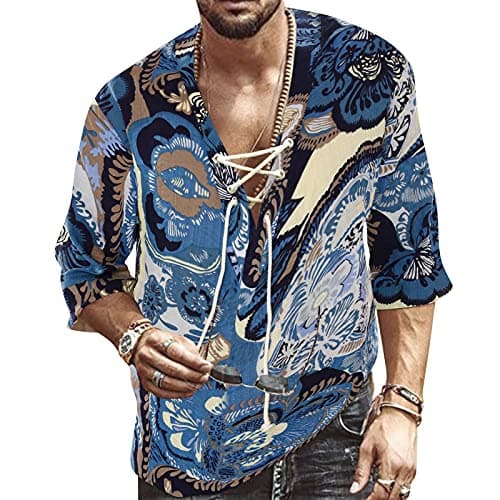 Rela Bota Men's V-Neck Short Sleeve Beach Shirt Printing Yoga Top
| Rela Bota Men's Short Sleeve Beach V-Neck Drawing S — Printed Blue