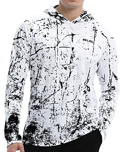 UPF 50+ Sun Protection Men's Hoodie Shirt for Fishing and Hiking
| Lightweight UPF 50+ Men's Hoodie Shirt for UV Protec — A-b-black and White