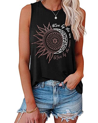 IRISGOD Women's Loose Fit Summer Graphic Tank Tops for Workout and Casual Wear
| IRISGOD Women's Cute Summer Graphic Sl — B:122 Sun and Moon