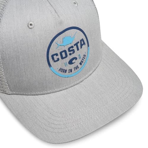 Costa Del Mar Unisex Adult Chatham Shark Twill Trucker Hat Adjustable Fit Wide Brim UV Protection Outdoor Activities Sun