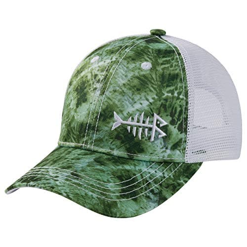 BASSDASH Altimate Fishing Hat Mesh Back Adjustable Baseball Trucker Cap for Men and Women Global Recycled Standard — Green Camo