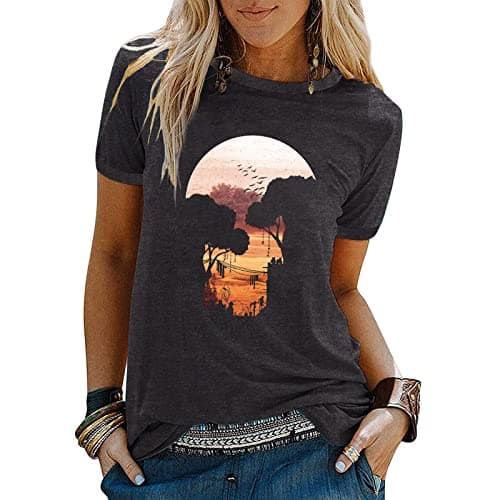 Binshre Women's Beach Shirts Hawaiian Graphic Tees for Summer Vacation
| Binshre Vintage Tshirts for Women Yellow Graph — 2-grey