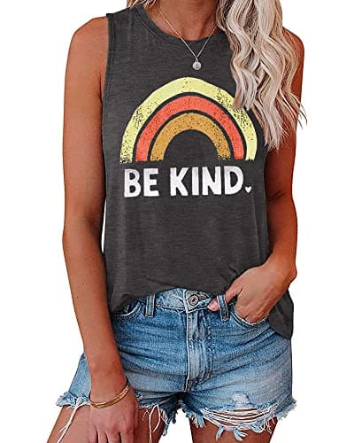 IRISGOD Women's Loose Fit Summer Graphic Tank Tops for Workout and Casual Wear
| IRISGOD Women's Cute Summer Graphic Sl — A: Rainbow 66
