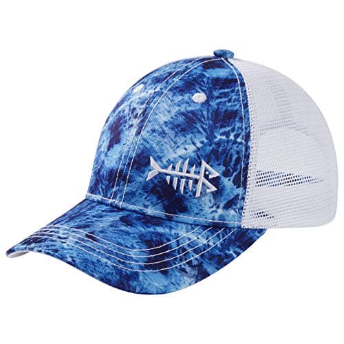 BASSDASH Altimate Fishing Hat Mesh Back Adjustable Baseball Trucker Cap for Men and Women Global Recycled Standard — Blue Camo