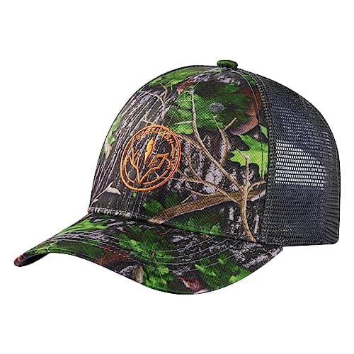 BASSDASH Altimate Fishing Hat Mesh Back Adjustable Baseball Trucker Cap for Men and Women Global Recycled Standard — Green Leaf