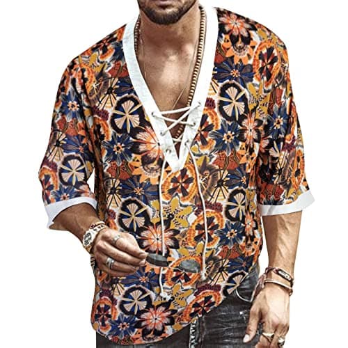 Rela Bota Men's V-Neck Short Sleeve Beach Shirt Printing Yoga Top
| Rela Bota Men's Short Sleeve Beach V-Neck Drawing S — Orange Blue