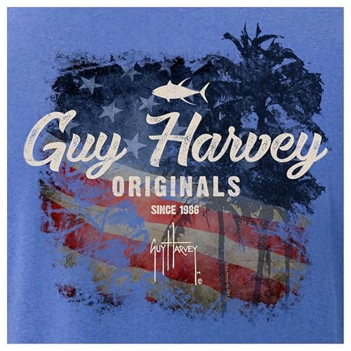 Guy Harvey Men’s Threadcycled Short Sleeve T-Shirt for Outdoor Adventures Comfort and Style — Royal Heather/Faded