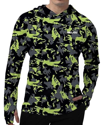 UPF 50+ Sun Protection Men's Hoodie Shirt for Fishing and Hiking
| Lightweight UPF 50+ Men's Hoodie Shirt for UV Protec — C-a-fluorescent Green