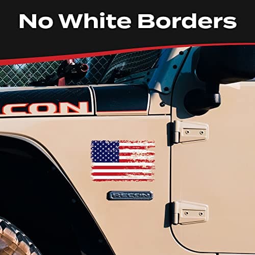 American Flag Decal - Distressed Patriotic Vinyl Bumper Sticker for Cars, Trucks & Vehicle Windows - Made in USA