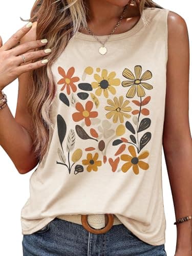 Lanmertree On Cruise Time Women's Summer Coconut Tree Sleeveless Shirts for Casual Beach Vacation
| Lanmertree Women's — Wildflowers-cream
