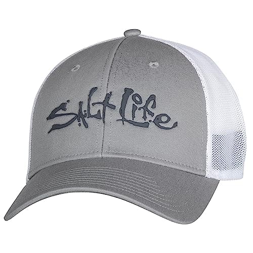 Salt Life Mens Fish Dive Surf Hat - Wide Brim Sun Protection Hat for Men at the Beach, Surfing, and Fishing, UV Protecti — Sleet Grey