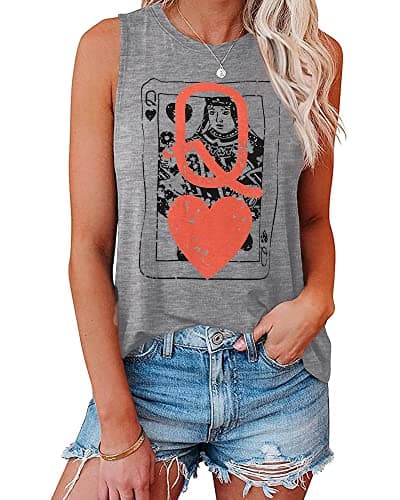 IRISGOD Women's Loose Fit Summer Graphic Tank Tops for Workout and Casual Wear
| IRISGOD Women's Cute Summer Graphic Sl — B:129 Queen of Hearts