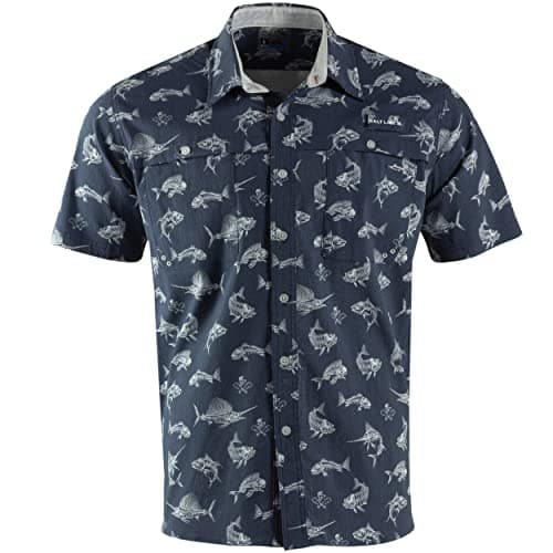 Salt Life Men's Fish 'N Bones Short Sleeve Performance Shirt — Navy