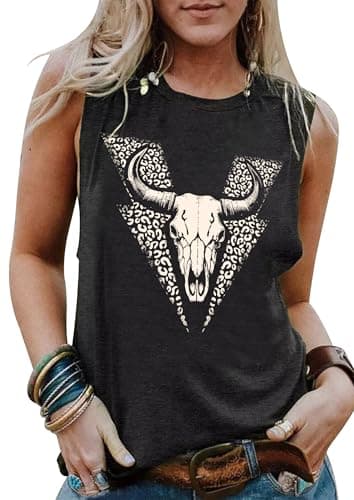 Lanmertree On Cruise Time Women's Summer Coconut Tree Sleeveless Shirts for Casual Beach Vacation
| Lanmertree Women's — Cowskull-grey