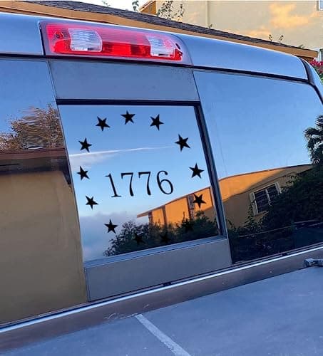Dodge Ram 2009 to 2024 American Flag Decals Stickers Matte Black USA Flag Decal for Truck Back Middle Window — Matte Black 1776