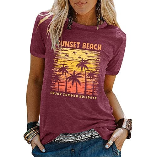 Binshre Women's Beach Shirts Hawaiian Graphic Tees for Summer Vacation
| Binshre Vintage Tshirts for Women Yellow Graph — 2-purple