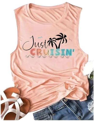 Lanmertree On Cruise Time Women's Summer Coconut Tree Sleeveless Shirts for Casual Beach Vacation
| Lanmertree Women's — Pink