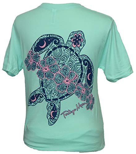 Tortuga Moon Flower Turtle Women's Short Sleeve Shirt + Floral Print + Women + Summer + Comfortable Fit + Sizes S-XXXL +