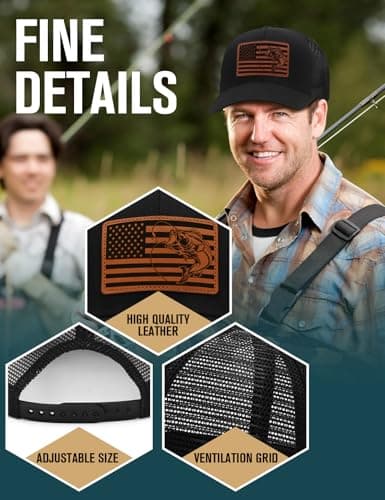 KKilicy American Flag Fishing Trucker Hat for Dad MenBirthday Retirement Gifts