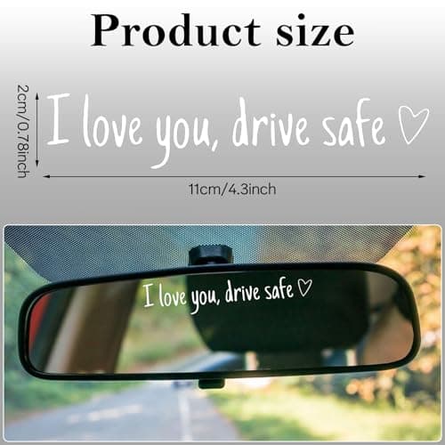 "I Love You, Drive Safe" 4Pcs Car Decals for Women | Cute Rearview Mirror Stickers & Window Cup Gifts PVC+Vinyl for Her