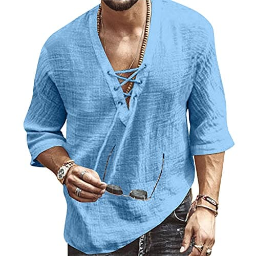 Rela Bota Men's V-Neck Short Sleeve Beach Shirt Printing Yoga Top
| Rela Bota Men's Short Sleeve Beach V-Neck Drawing S — Solid Light Blue
