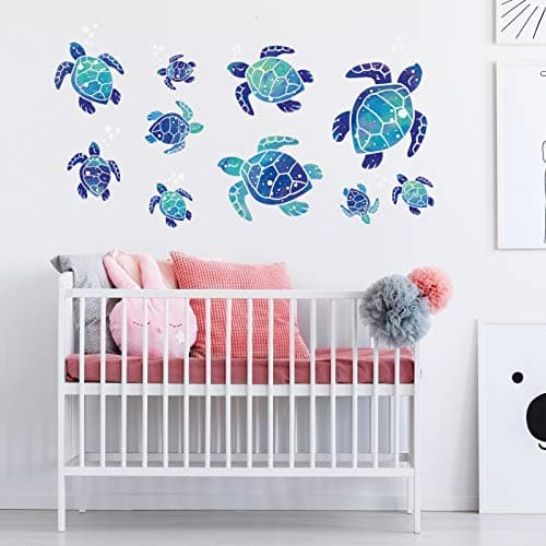 Sea Turtle Wall Decals for Home Office Decoration (Blue)  
Sea Turtle Vinyl Stickers for Nursery Room Decoration (Blue)