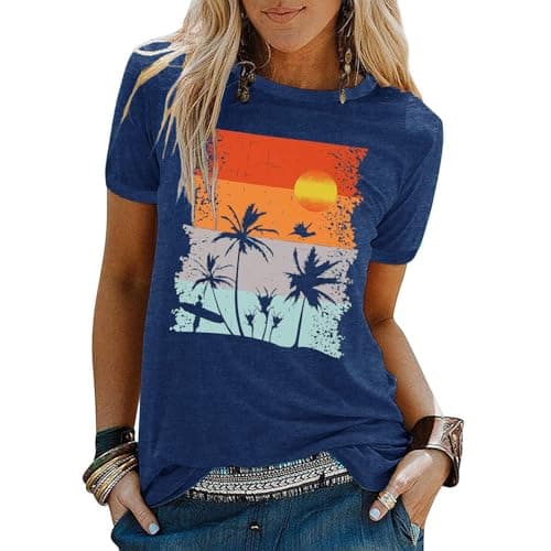 Binshre Women's Beach Shirts Hawaiian Graphic Tees for Summer Vacation
| Binshre Vintage Tshirts for Women Yellow Graph — 1-w Blue