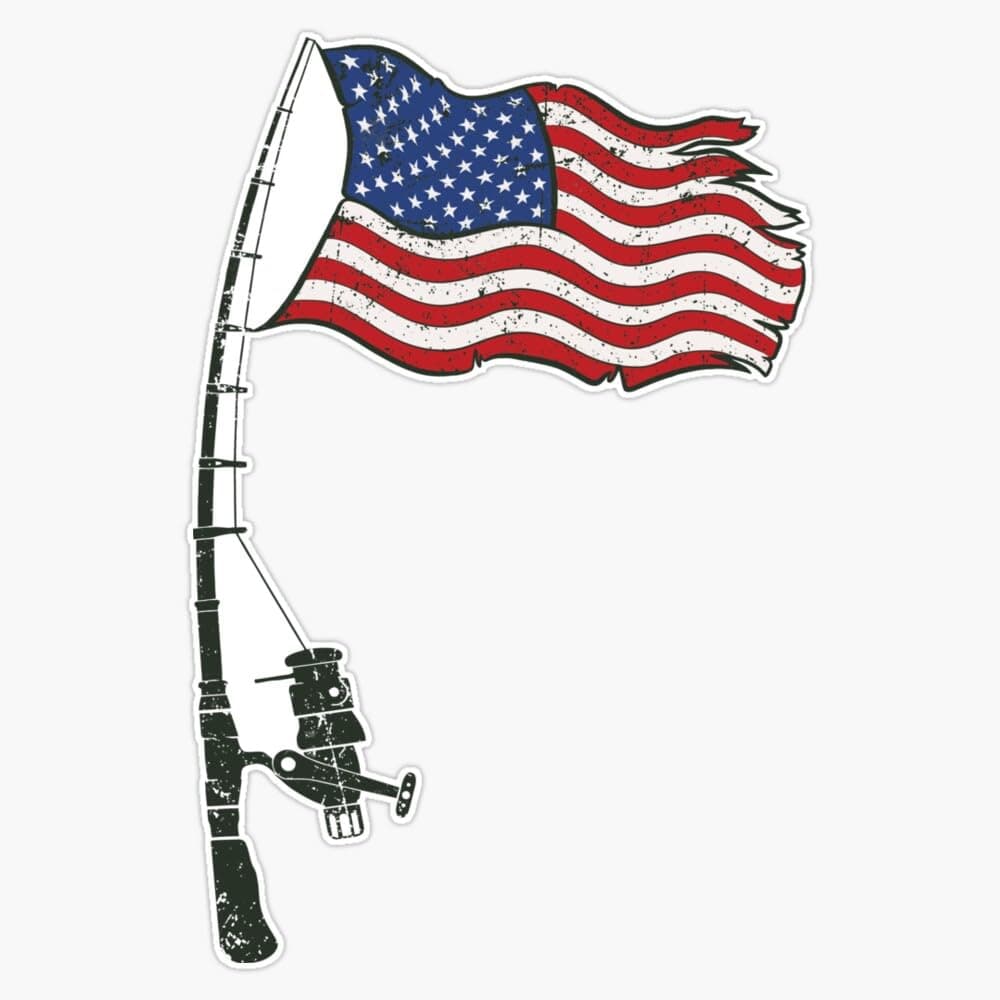 American Flag Fishing Bumper Sticker Decal - Outdoor Vehicle Decoy
| Fishing Enthusiast American Flag Bumper Sticker -