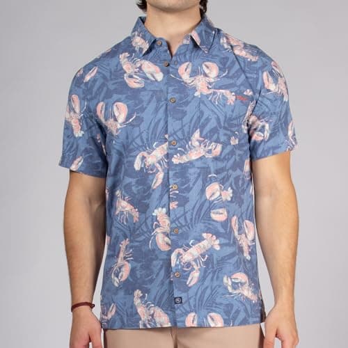 Salt Life Men's Rock Lobster Woven Short Sleeve Tee - Stylish & Comfortable Summer Shirt for Men, Casual Wear, Versatile