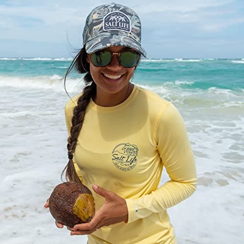 Salt Life Women's Shady Palms Long Sleeve Stretch Fit Shirt for Casual Summer Outings Comfortable Stretch Fabric Breatha